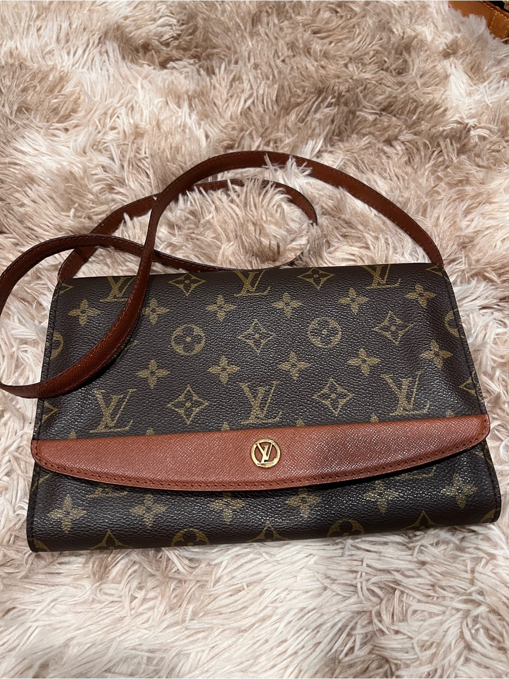 Louis Vuitton Brown Monogram Canvas Crossbody with Tan Trim